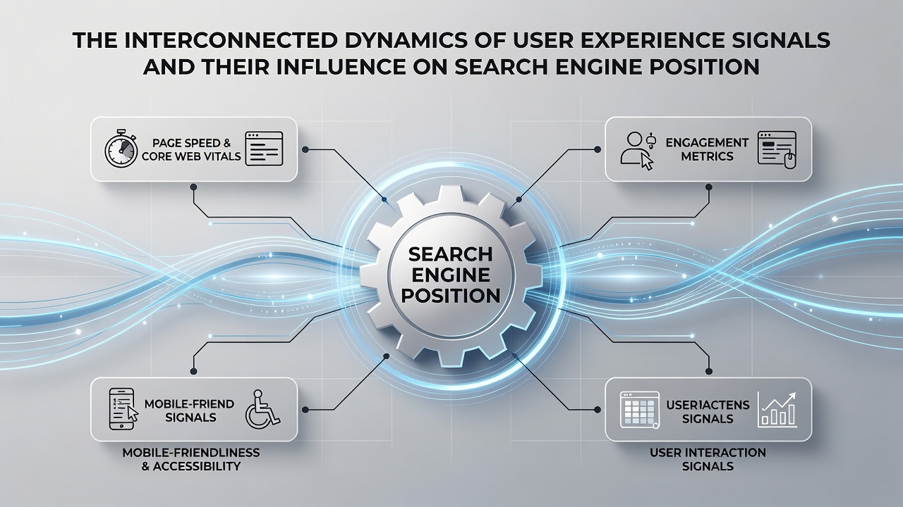 Chart illustrating correlations between UX metrics and local search rankings over time